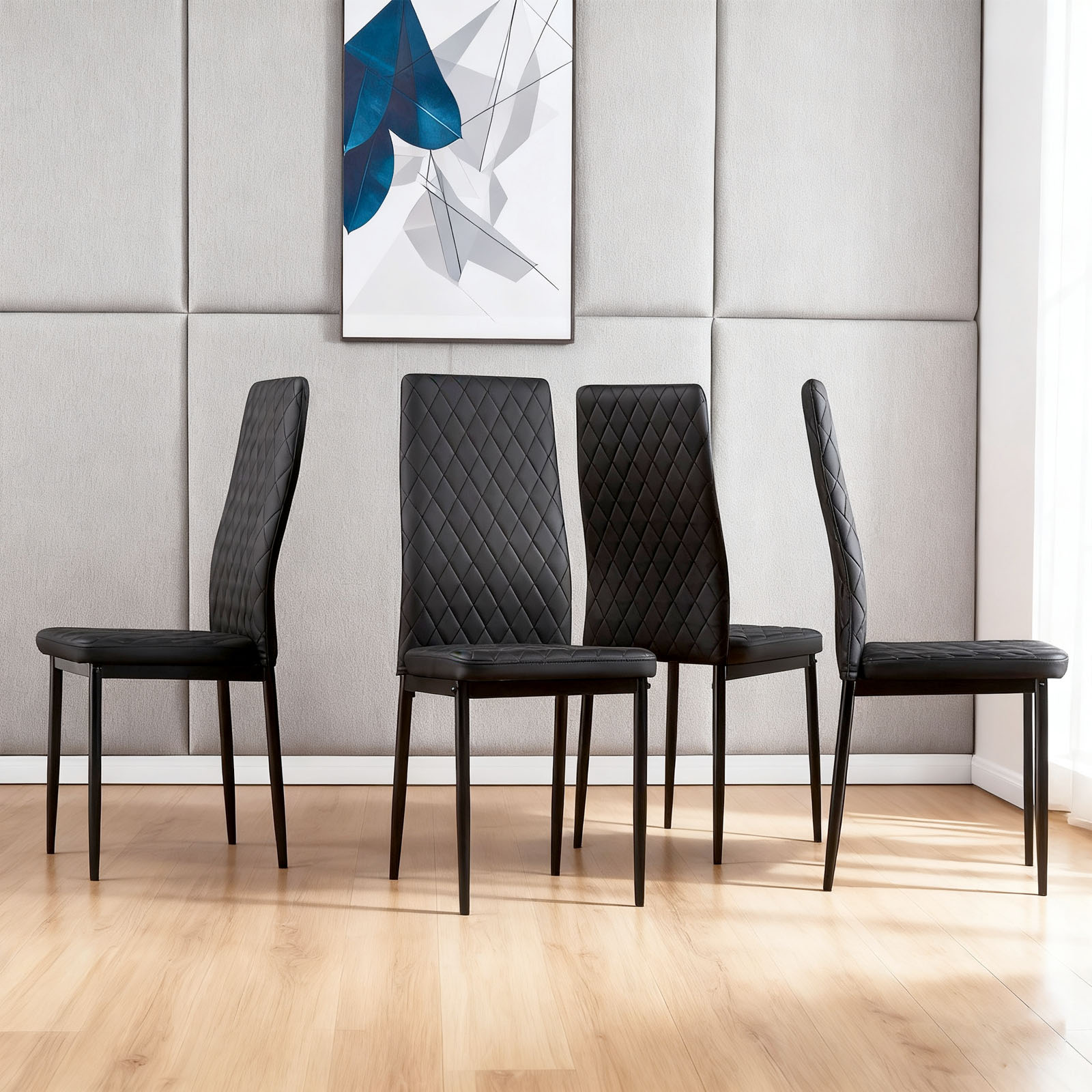 【国内へ発送&送·料·無·料】954ダイニングチェア 4脚セット レザー 椅子 イス 食卓椅子 菱形 レトロ 北欧 コンパクト リビングチェア