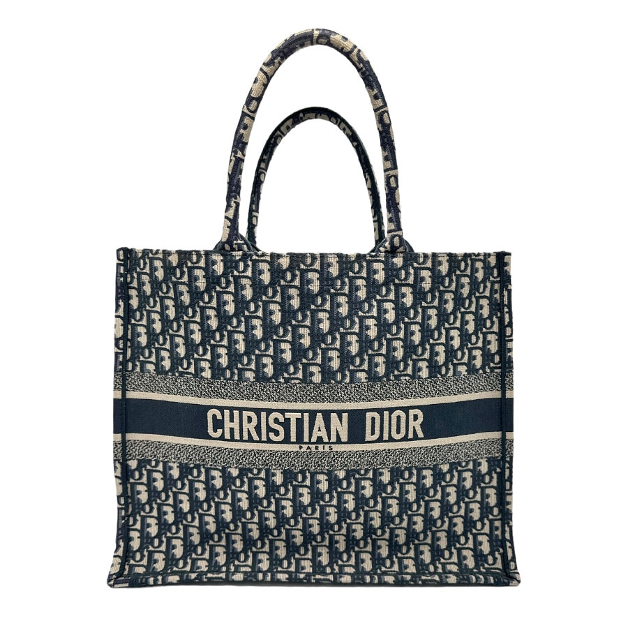 クリスチャンディオール Christian Dior ハンドバッグ トートバッグ オブリーク ブックトート ラージ キャンバス ネイビー レディース z1399