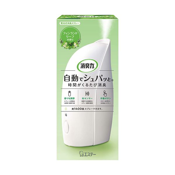 （まとめ） エステー 消臭力自動でシュパッと フィンランドリーフの香り 本体 1個 (×10セット)