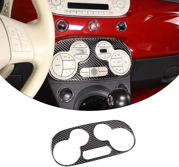 新型 フィアット 500 2011～2019に適用 エアコンスイッチパネル カバー 吹き出し口スイッチカバー 車 送風口 ステッカー カーボンファイバー製 取付簡単(カーボン調)
