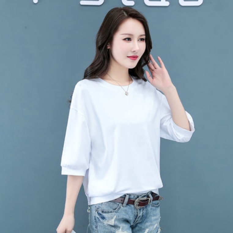 トップス デート Tシャツ シャツ ブラウス カットソー 白シャツ 白トップス 袖あり 7分袖 七分袖 かわいい 大人可愛い きれいめ シンプル カジュアル 大人 上品 おしゃれ お洒落 主役級