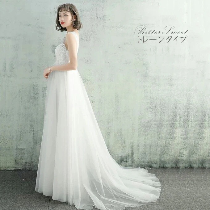 エンパイアライン 編み上げタイプ ウエディングドレス ウェディングドレス マタニティ 妊婦さん ノースリーブ オーダーメイドも可能 パーティードレス 【床付きトレーン】【ホワイトシャンパン】
