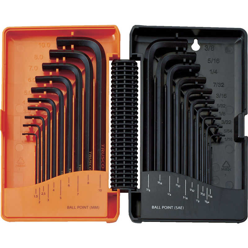 トラスコ中山　TRUSCO ボールポイント六角棒レンチ(標準タイプ) ミリ10本インチ10本　TBRI20S