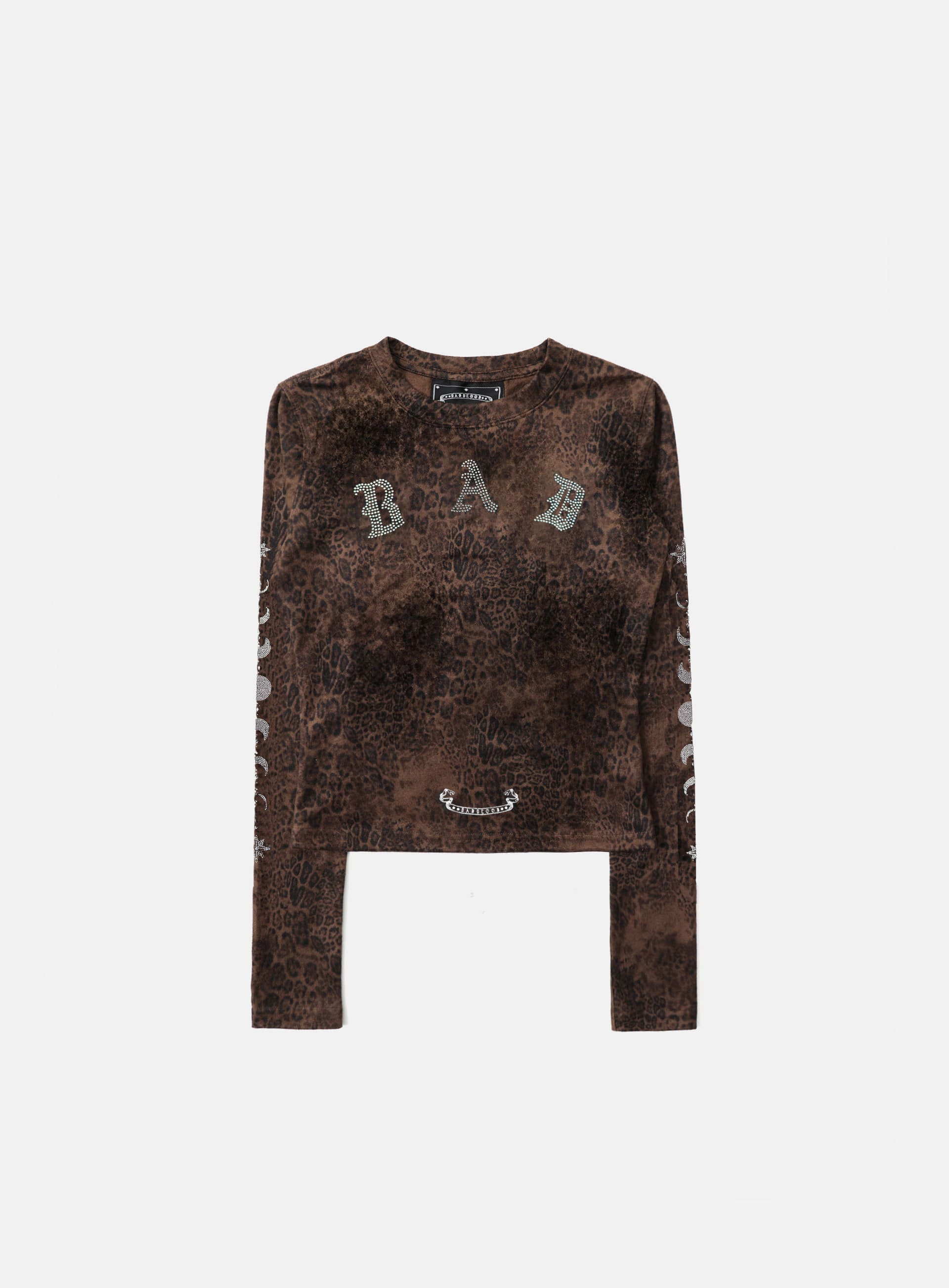 【BADBLOOD】 25FW MYSTIC LINE STONE LOGO JERSEY SLIM SLEEVE : BROWN LEOPARD