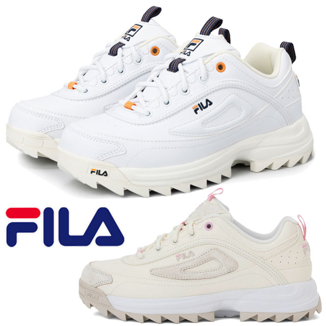 フィラ 厚底 スニーカー レディース ディストーター プレミアム ローカット ダッドシューズ 靴 カジュアルシューズ ダッドスニーカー WSS24031 132 ホワイトオレンジ 135 オフホワイト 7,854円