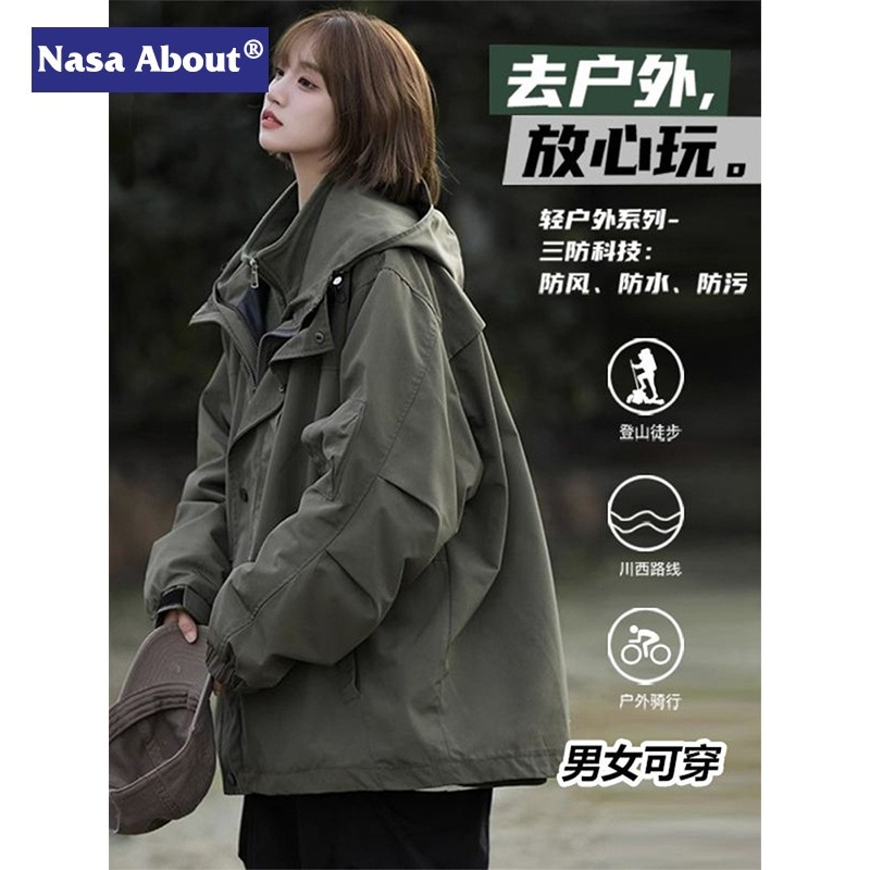 Nasa トラベルジャケット女性用トレンディ登山ジャケットアウトドア スリーインワン取り外し可能ジャケット男性用と女性用同じスタイル