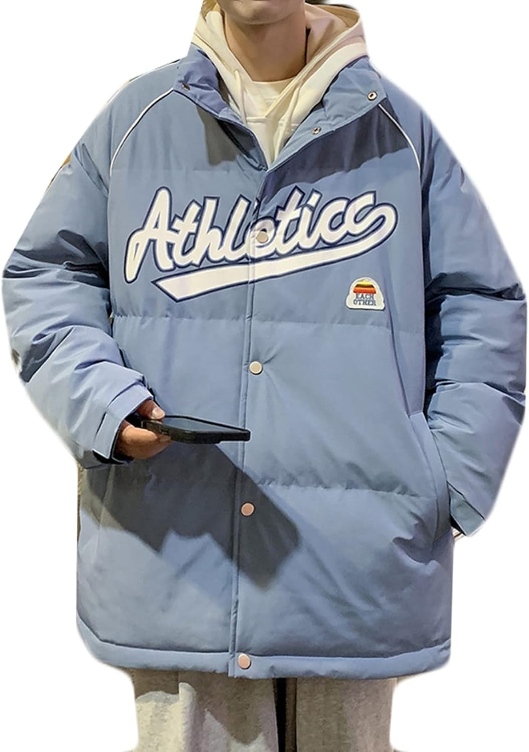 綿服ジャケット 厚手 冬 メンズ 中綿ジャケット スタンドカラー 寒さ対策 防風 保温性 カジュアル 英文字プリント かっこいい 大きいサイズ アウトドア キャンプ ストリート