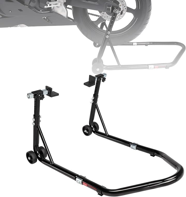 バイクスタンド メンテナンススタンド バイク用 高さ5段階調整 耐荷重320kg アジャスタブル( ブラック, L型 昇降可能) 5,880円