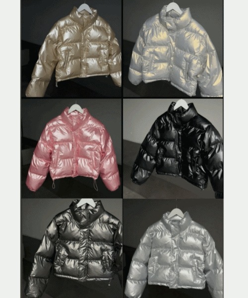 *二重コーティング*Glow:up グロッシー ツヤあり ダウン ウェロン グースダウン クロップ ダウン ショートダウン カップルダウン 7color