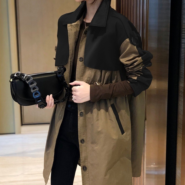 アウター トレンチコート 袖あり 襟付き バイカラー かわいい 大人可愛い きれいめ シンプル 大人