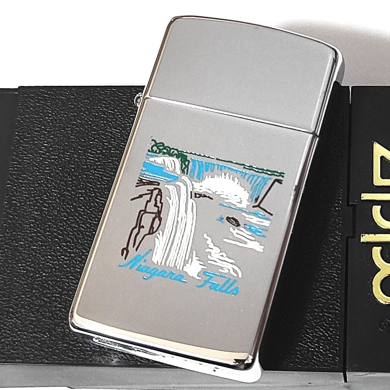 ZIPPO ライター スリム ジッポ レア カナダ製 2000年製 ナイアガラの滝 オンタリオ製 廃盤 珍しい ビンテージ 未使用品 シルバー ヴィンテージ おしゃれ メンズ かっこいい 絶版
