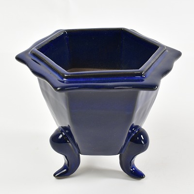 盆栽鉢 生子4号 六角三ツ足 幅13cm 高11cm 陶器