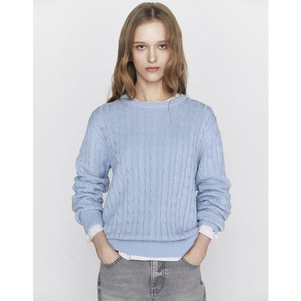 女性5GGコットンケーブルクルーネックニットセーター356505