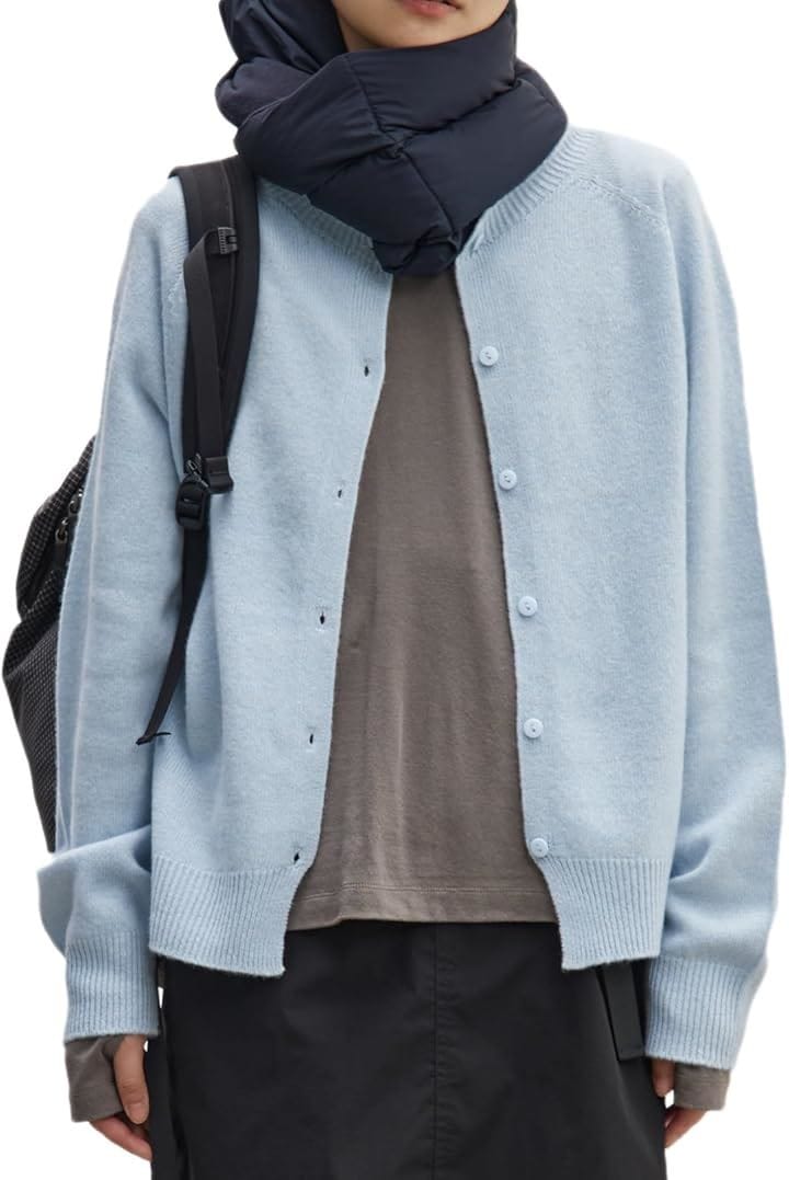 レディース カーディガン メリノウール100％ シンプル 柔らか 保湿性 吸湿性 暖かい 無地 普段使い 秋 冬 春 JP アルファベット(ブルー, L)