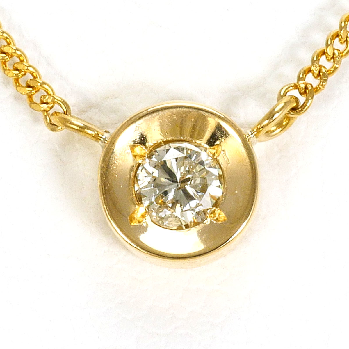 K18 18金 YG イエローゴールド ネックレス ダイヤモンド 0.08ct 総重量約2.0g 約41cm 中古