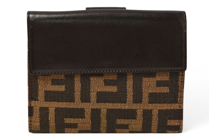 フェンディ 財布/二つ折 FENDI 折財布 ZUCCA/ズッカ柄 ブラウン【中古】