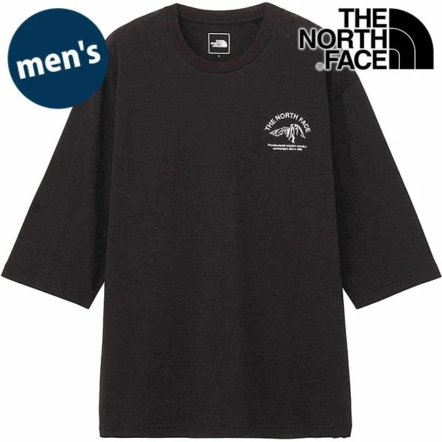 メール便 クォータースリーブワンポイントロゴティー [NT32537-K] メンズ TNF アウトドア トップス 半袖Tシャツ ブラック 正規取扱店