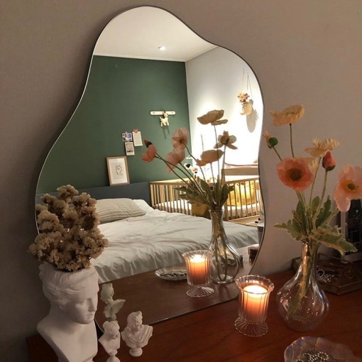 ウェーブミラー卓上鏡(M) +スタンド(3種) 韓国人気