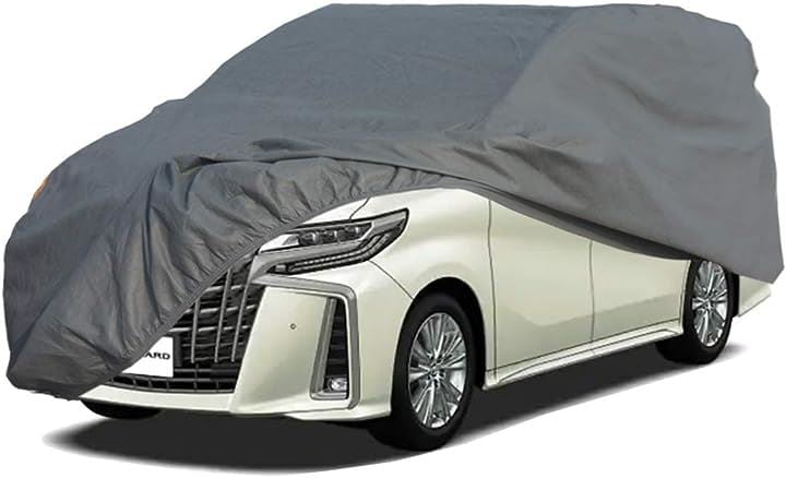 車 カバー ミニバン SUV/MPV対応 ボディーカバー 自動車カバー 裏起毛 4層構造 台風対策 防水防塵防輻射紫外線 不織布 (グレー, (約)500x185x175cm)