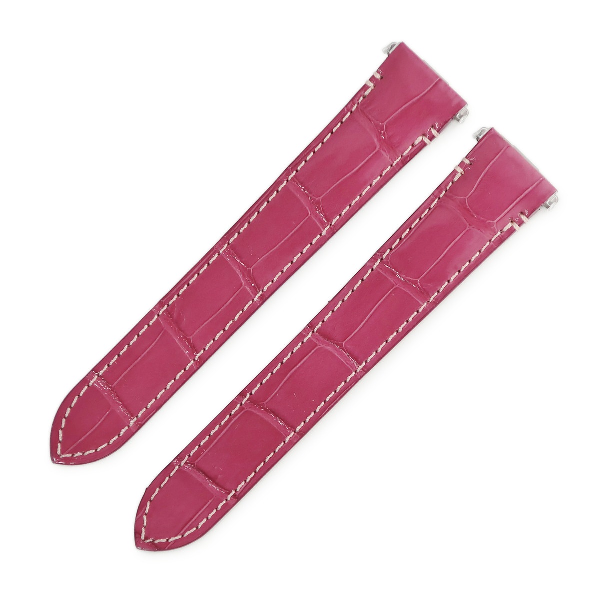 カルティエ Cartier 腕時計パーツ 純正 サントス ドゥ カルティエ バックル用 クロコダイル ピンク 未使用 替え ベルト 18.5ｍｍ シャイニー ピンク ライトレッド 【中古】