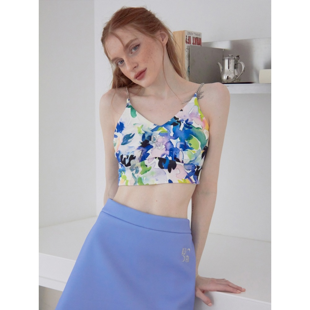 BONNIE&BLANCHE 水彩ムードチェーントップ（ブルー）