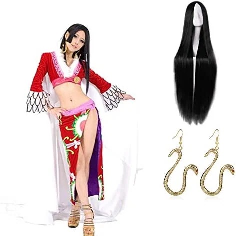 ワンピース one piece ボアハンコック 女帝 蛇姫 チャイナドレス＋マント＋ウィッグ＋ピアス 全セット コスプレ衣装 衣装 仮装 変装 コスチューム