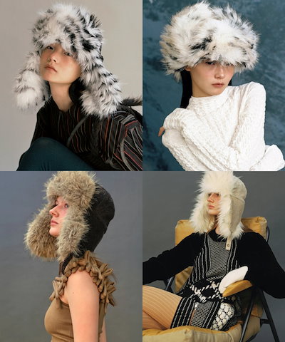 Qoo10 AWESOME NEEDS FUR TRAPPER HAT 無地 帽