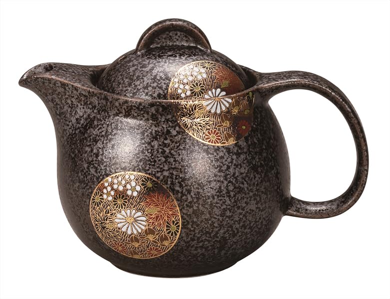 九谷焼いわたや ポット急須 丸紋金花詰(網付)K9-596