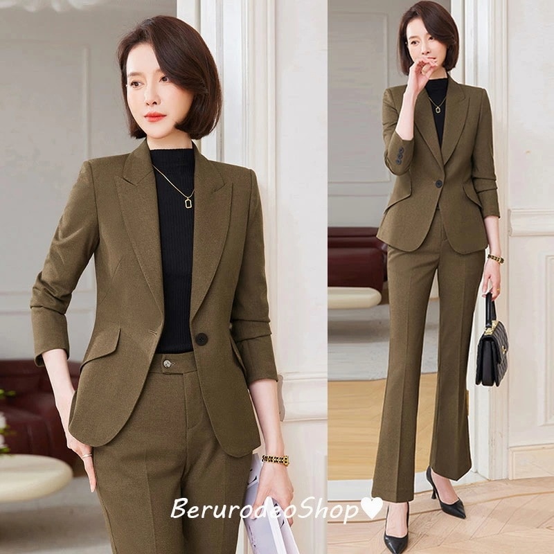 パンツスーツ レディース 2点セット スーツ カーキ 通勤 OL オフィス ワインレッド セレモニースーツ 入園式 卒園式 オシャレ 30代 40代 スーツセット 大きいサイズ 春 秋 冬 オシャレ
