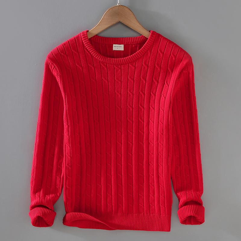 メンズ ファッション 服 男性用 オシャレ シンプル 大人 かっこいい 大きいサイズ ストリート 紳士服 綿 赤 ラウンドネック セーター ニット セーター トップス インナー リネン 服