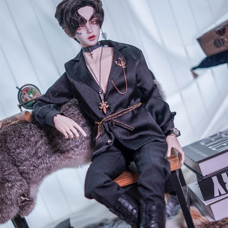 BJDドール服 ドール衣装 カジュアルスーツコート ブローチ付き MSD/SD/70cm/オーダーサイズ人形用