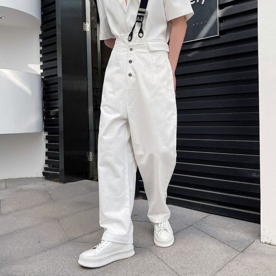 ワンショルダーオーバーオール 韓国 メンズ ルーズパンツ 高校生 中学生 10代 20代 ファッション