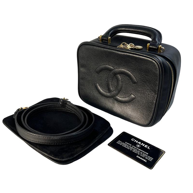 CHANEL シャネル ココマーク ２ＷＡＹバニティバッグ キャビアスキン ショルダーバッグ ブラック A-11953