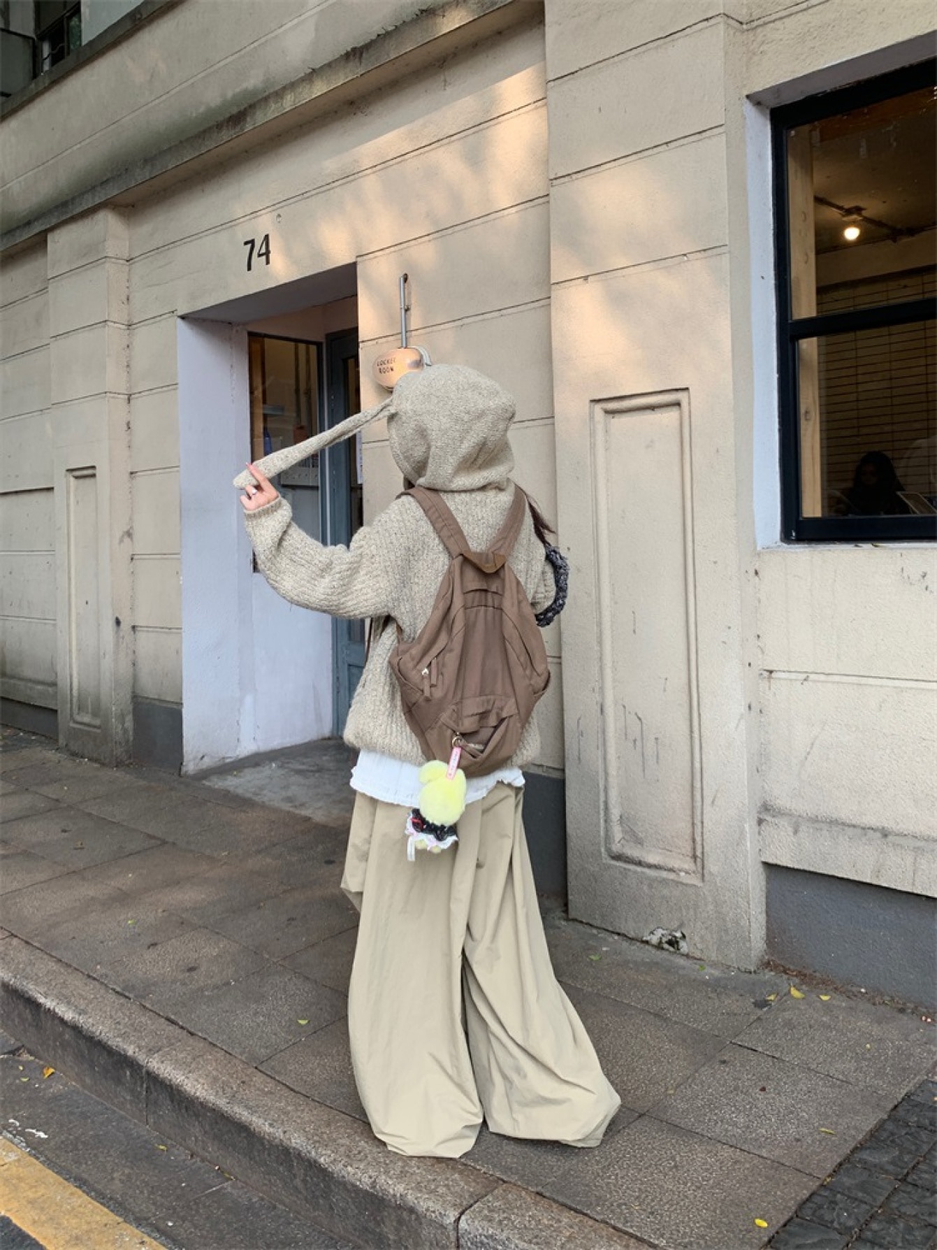 レディース ヴィンテージ フード付きホーンボタンカーディガンセーター - ソフトルーズフィット バニーイヤーカラー＆フリルプリンセススリーブ無地カラー 冬コートアメリカンカレッジスタイル 秋冬用