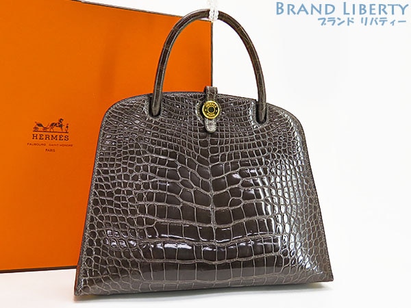 激レア美品エルメスダルヴィPMアリゲーターシャイニーハンドバッグトップハンドルバッグクロコダイルグラファイト 594,400円