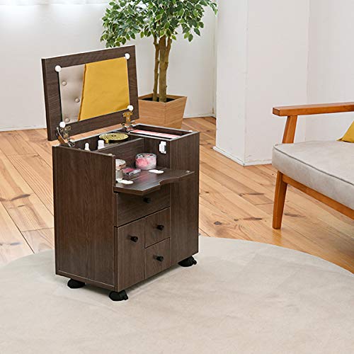 コスメワゴン ドレッサー 完成品 キャスター付き ブラウン