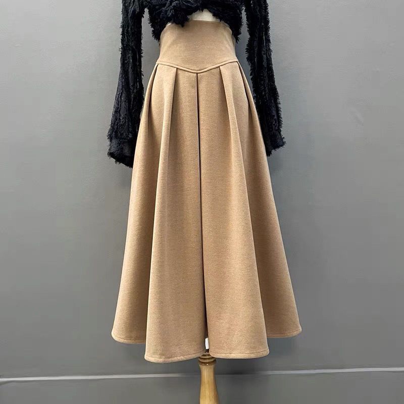 脚魅せミニスカートマーメイドスカートタイトスカートプリーツスカートレディースモッズドスカート女性モデルハイウエストプリーツパッチワーク厚手中丈スカート黒カーキa版型ソフト448