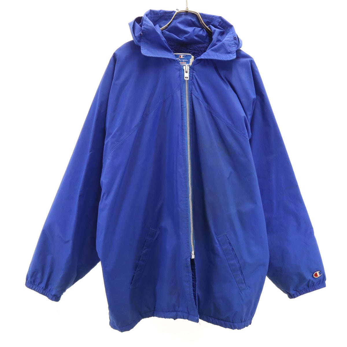 90s オールド USA製 青タグ ナイロンジャケット XL ブルー フーディー メンズ 古着