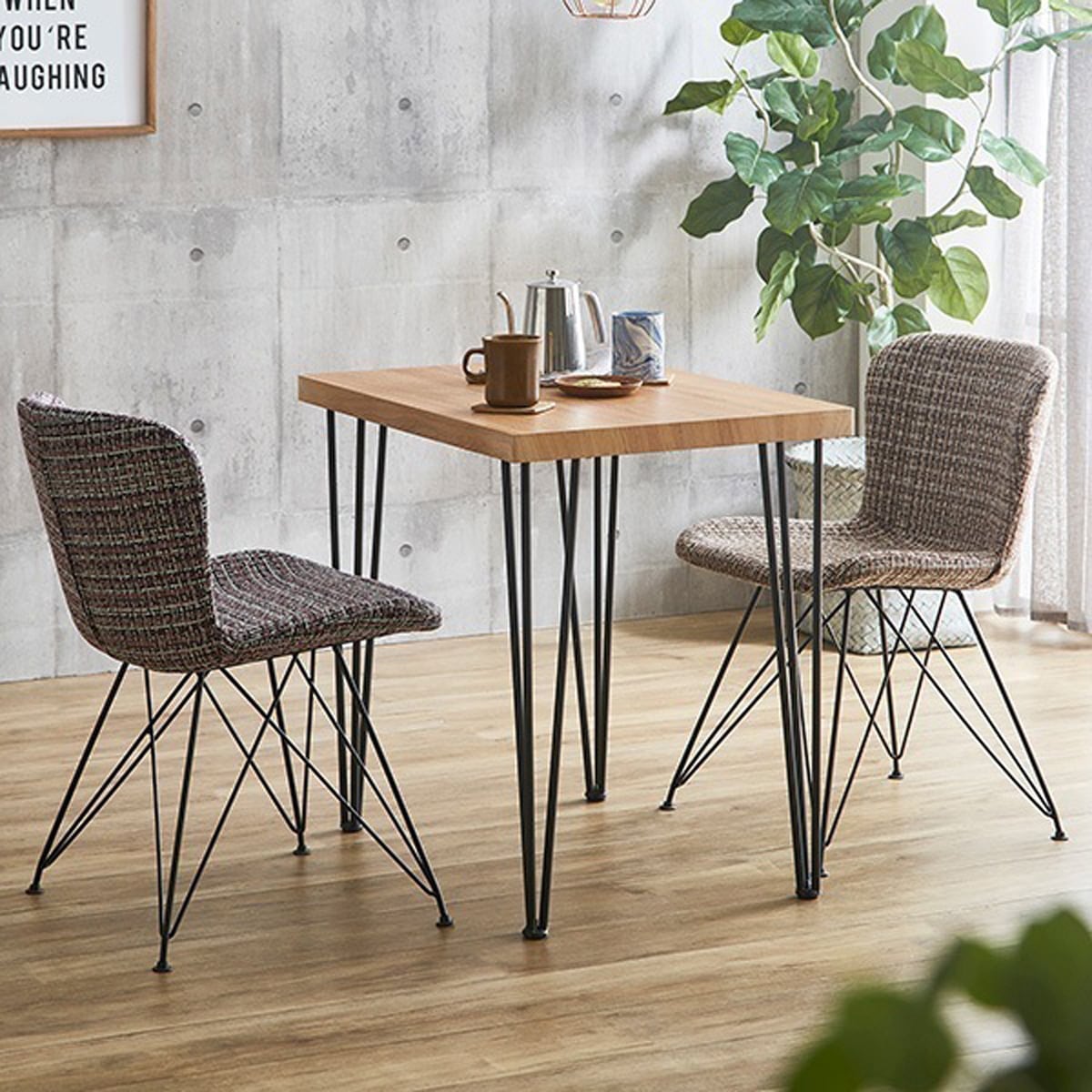 ファブリックダイニングチェア2脚 75cm幅テーブル 3点セット 【PALAY×Umbure】