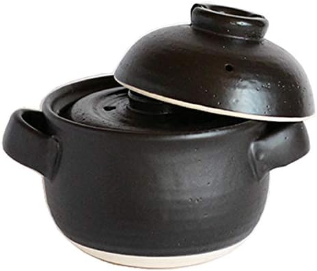 萬古焼 炊飯鍋 (中蓋付) 2合 黒しずく 33-96