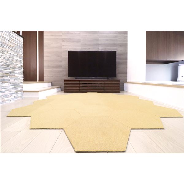ラグタスタイルラグ タイルラグ ヘキサゴン YE イエロー (約50×43cm／10枚セット)
