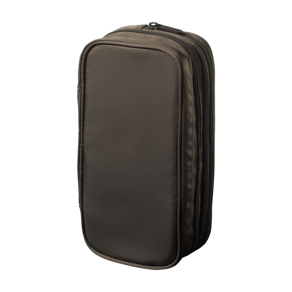 （まとめ買い）XCOA スプレッドダブルペンケース アッシュブラウン A-3801-9 [x3]