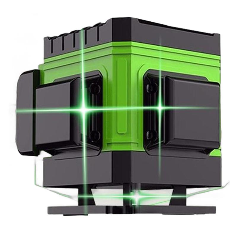 赤外線レベル計高精度屋外強光レーザーレベル計緑色光超強光壁掛け用12系統緑色光8系統【電池1個充電1回】