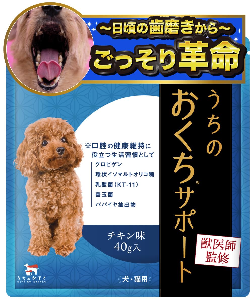 【獣医師監修】 うちのおくちサポート サプリメント ペット 犬 猫 無添加 うちのかぞく(40g/1袋)