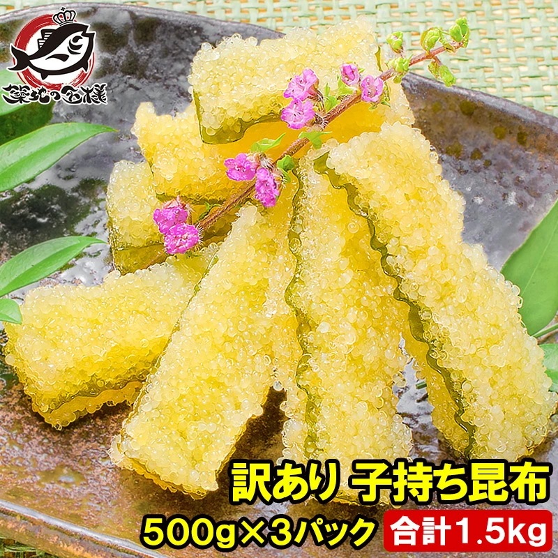 訳あり 子持ち昆布 切り落とし 味付け両面子持ち昆布 500g×3パック 合計1.5kg 上品な白醤油味でさっぱりとした高級感塩抜き不要 子持昆布 天然子持ち昆布 数の子 こんぶ 串揚げ フライ