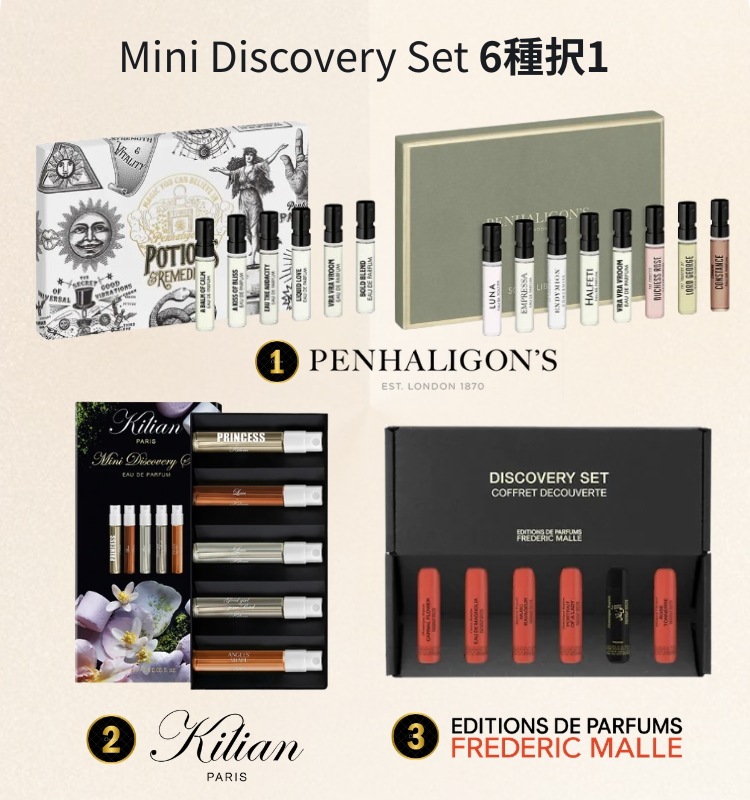 アイコン-2 ミニディスカバリーセット ( 1.5ml*5) / ベストセラー セントライブラリー （2ml*8）/ポーションセット ライブラリー（2ml×6） ディスカバリーセット 1.2ml*6