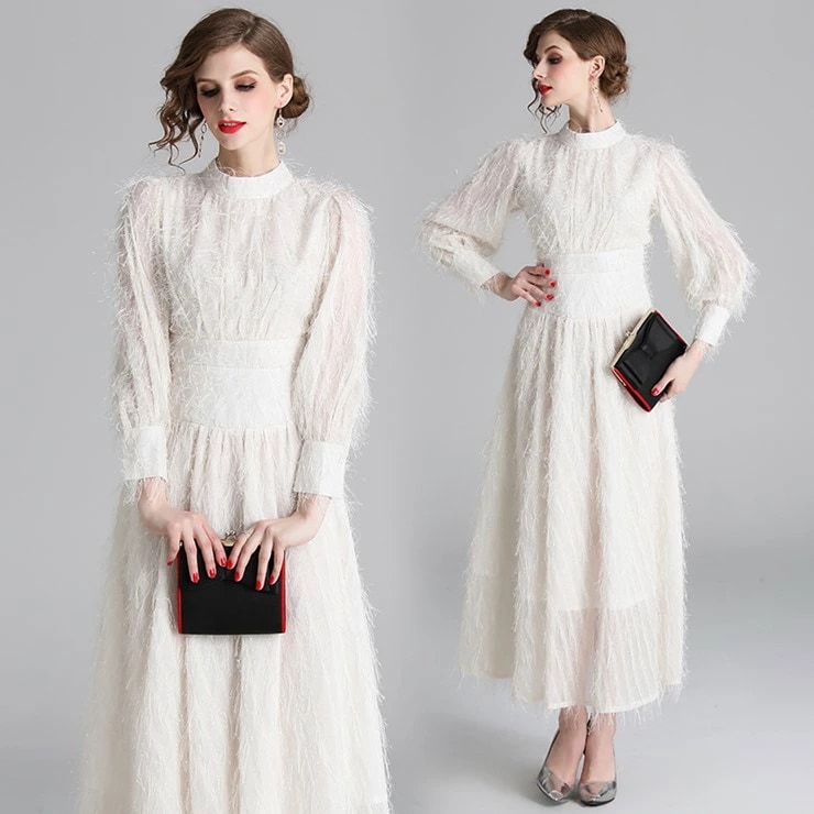 【5,319円クーポン利用で 9/20まで】 ハイネックロングスリーブマキシドレス パーティードレス ワンピース 結婚式 披露宴 卒業式 入学式 発表会 二次会 フォーマル 20代 30代 40代 大