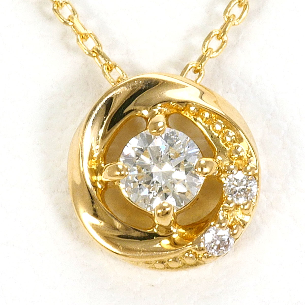 K18 18金 YG イエローゴールド ネックレス ダイヤモンド 0.078ct ダイヤモンド 0.01ct 総重量約1.2g 約40cm 中古 26,845円