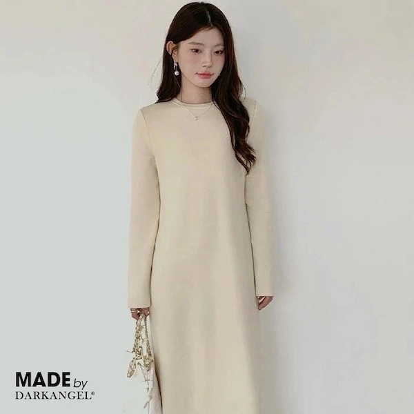 Qoo10 ダークエンジェル ふんわり暖かW起毛マキシワンピ 無地 ロ