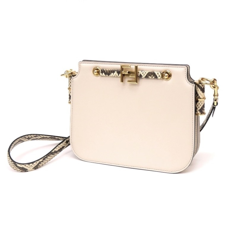 フェンディ FENDI ショルダーバッグ フェンディ タッチ ベージュ レザー×パイソン 【中古】(65000) 72,600円
